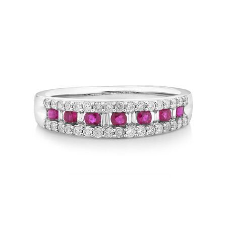 Ring with Ruby & 0.29 Carat TW of Diamonds in 10kt White Gold Ring with Ruby & 0.29 Carat TW of Diamonds in 10kt White Gold