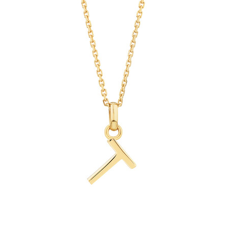 T Initial Pendant in 10kt Yellow Gold