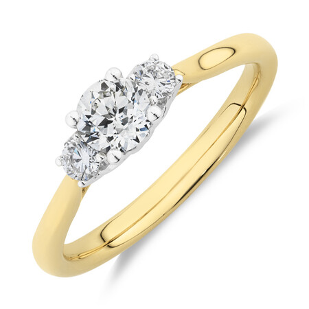 Southern Star 3 Stone Engagement Ring with 0.58 Carat TW of Diamonds in 14ct Yellow & Gold Southern Star 3 Stone Engagement Ring with 0.58 Carat TW of Diamonds in 14ct Yellow & Gold