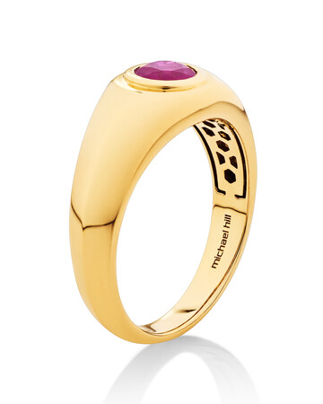 Men's Solitaire Ring with Ruby in 10kt Gold Men's Solitaire Ring with Ruby in 10kt Gold