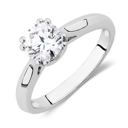 Solitaire Ring with a Cubic Zirconia in Sterling Silver Solitaire Ring with a Cubic Zirconia in Sterling Silver