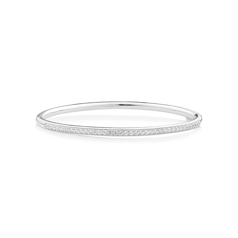 Bangle With Cubic Zirconia In Sterling Silver