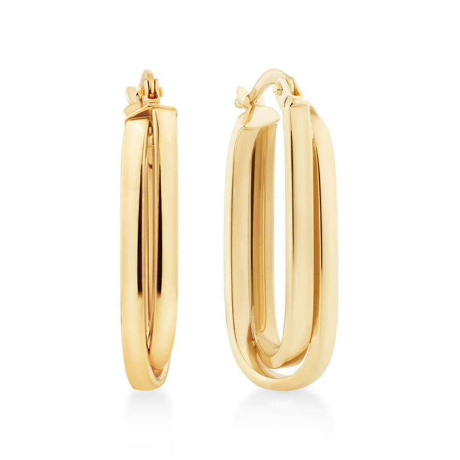 25mm Paperclip Hoop Earrings in 10ct Yellow Gold