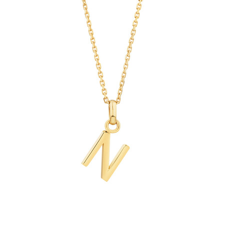 N Initial Pendant in 10kt Yellow Gold