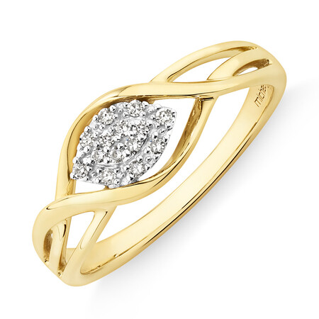 Twist Cluster Ring with Diamonds in 10kt Yellow Gold Twist Cluster Ring with Diamonds in 10kt Yellow Gold