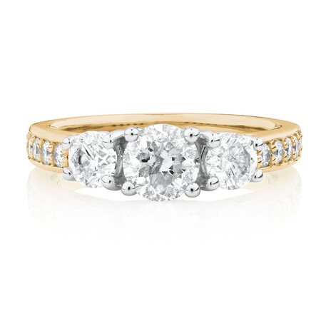 Three Stone Engagement Ring with 1 1/2 Carat TW of Diamonds in 14kt Yellow/White Gold Three Stone Engagement Ring with 1 1/2 Carat TW of Diamonds in 14kt Yellow/White Gold