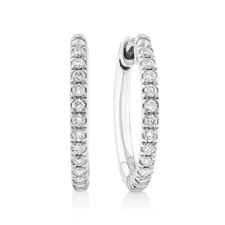 Pave Hoop Earrings with 0.15 Carat TW Diamonds in 10ct White Gold Pave Hoop Earrings with 0.15 Carat TW Diamonds in 10ct White Gold