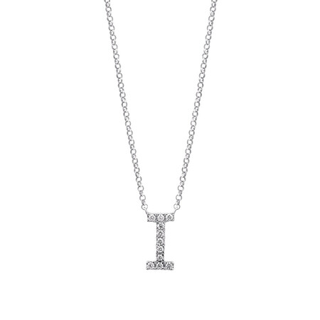 "I" Initial necklace with 0.10 Carat TW of Diamonds in 10ct White Gold "I" Initial necklace with 0.10 Carat TW of Diamonds in 10ct White Gold