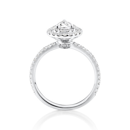 Halo Ring with 0.90 Carat TW of Diamonds in 18kt White Gold Halo Ring with 0.90 Carat TW of Diamonds in 18kt White Gold
