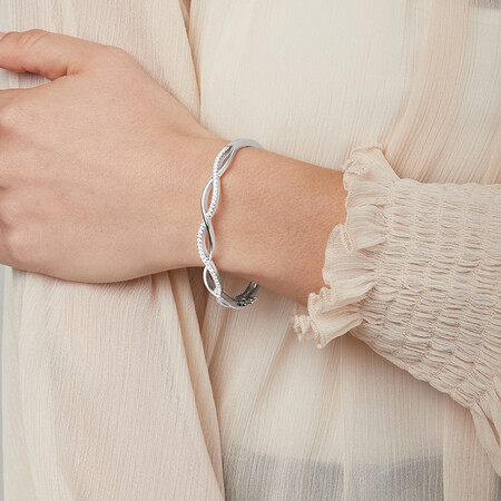 62mm Swirl Bangle with Cubic Zirconia in Sterling Silver 62mm Swirl Bangle with Cubic Zirconia in Sterling Silver