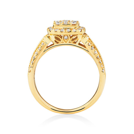 Cluster Halo Ring with 1 Carat TW of Diamonds in 10ct Yellow Gold Cluster Halo Ring with 1 Carat TW of Diamonds in 10ct Yellow Gold