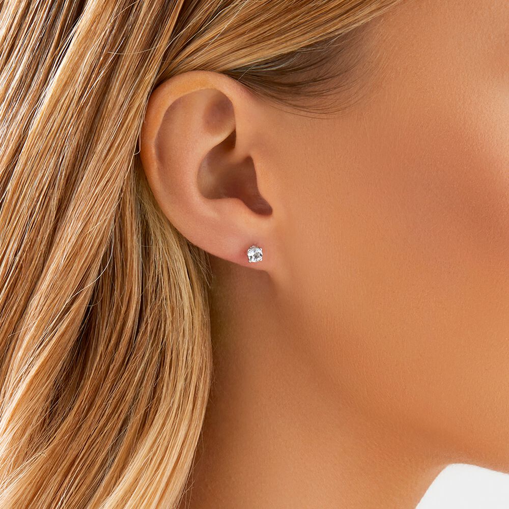 Stud Earrings With Aquamarine In 10ct White Gold