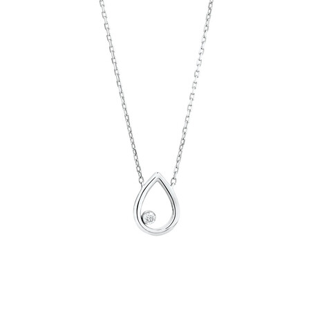 Pear Pendant With a Diamond In 10ct White Gold