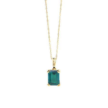 Pendant with Laboratory Created Emerald in 10kt Yellow Gold Pendant with Laboratory Created Emerald in 10kt Yellow Gold
