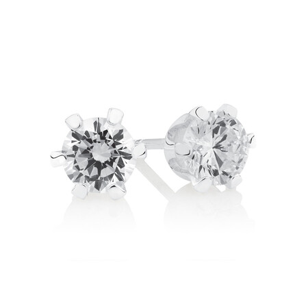 Stud Earrings with Cubic Zirconia in Sterling Silver Stud Earrings with Cubic Zirconia in Sterling Silver