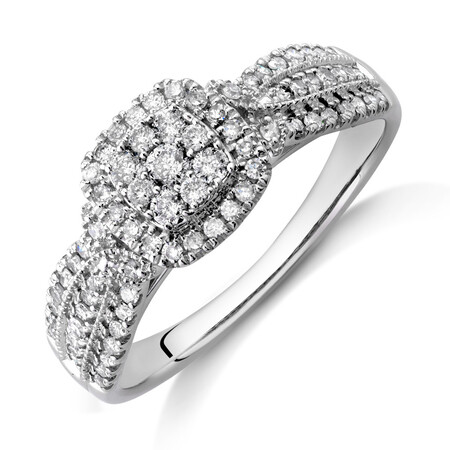 Square Halo Ring with 0.50 Carat TW of Diamonds in 10kt White Gold Square Halo Ring with 0.50 Carat TW of Diamonds in 10kt White Gold