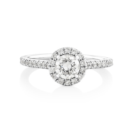 Engagement Ring with 0.92 Carat TW of Diamonds in 14ct White Gold Engagement Ring with 0.92 Carat TW of Diamonds in 14ct White Gold