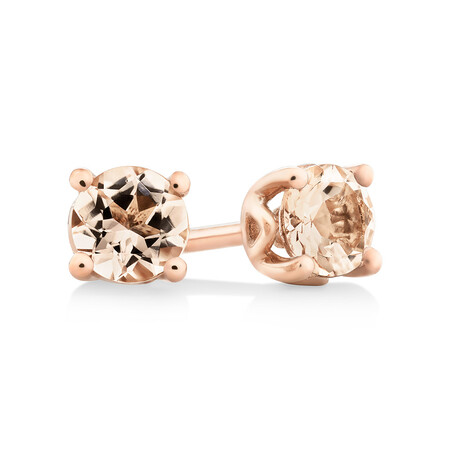 4mm Stud Earrings with Morganite in 10ct Rose Gold 4mm Stud Earrings with Morganite in 10ct Rose Gold