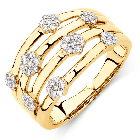 Cluster Ring with 1/3 Carat TW of Diamonds in 10kt Yellow Gold Cluster Ring with 1/3 Carat TW of Diamonds in 10kt Yellow Gold