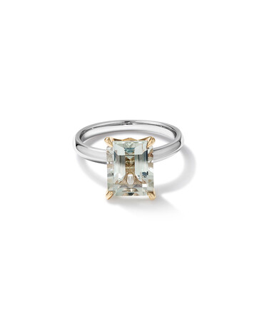 Green Amethyst Ring in Sterling Silver & 10ct Yellow Gold Green Amethyst Ring in Sterling Silver & 10ct Yellow Gold