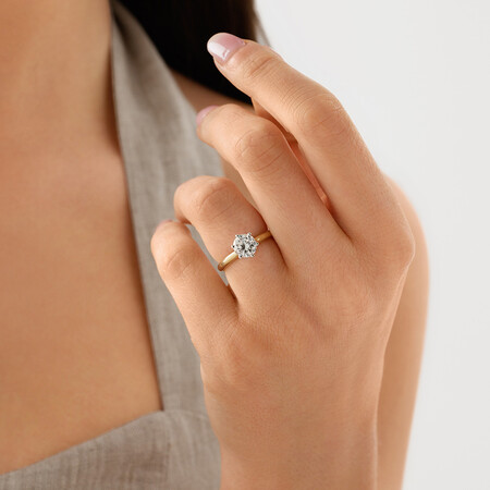 Certified Solitaire Engagement Ring with A 1 1/2 Carat TW Diamond in 18kt Yellow & White Gold Certified Solitaire Engagement Ring with A 1 1/2 Carat TW Diamond in 18kt Yellow & White Gold