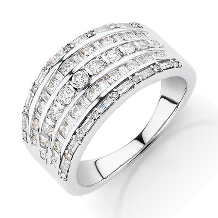 Multi Row Ring with 1 Carat TW of Diamonds in 10ct White Gold Multi Row Ring with 1 Carat TW of Diamonds in 10ct White Gold