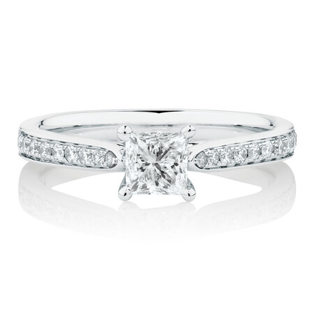 Solitaire Engagement Ring With 0.78 Carat TW of Diamonds In 14kt White Gold Solitaire Engagement Ring With 0.78 Carat TW of Diamonds In 14kt White Gold