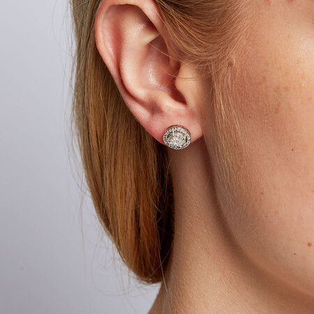 Halo Stud Earrings with 1/2 Carat TW of Diamonds in 10ct White Gold Halo Stud Earrings with 1/2 Carat TW of Diamonds in 10ct White Gold