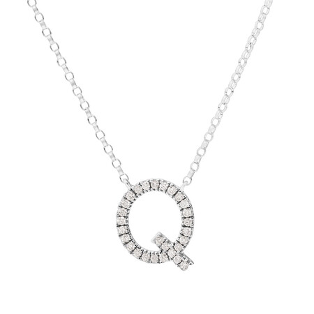 "Q" Initial necklace with 0.10 Carat TW of Diamonds in 10ct White Gold "Q" Initial necklace with 0.10 Carat TW of Diamonds in 10ct White Gold