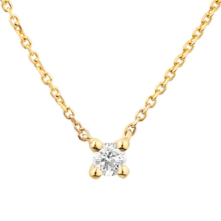 Mini Solitaire Necklace with Diamonds in 10kt Yellow Gold Mini Solitaire Necklace with Diamonds in 10kt Yellow Gold