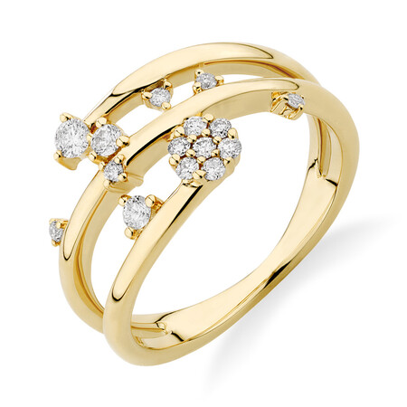 Scatter Ring with 0.25 Carat TW of Diamonds in 10ct Yellow Gold