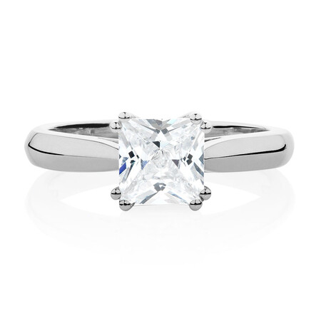 Solitaire Ring with a Cubic Zirconia in Sterling Silver Solitaire Ring with a Cubic Zirconia in Sterling Silver