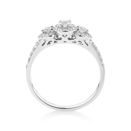 Evermore Three Stone Engagement Ring with 0.50 Carat TW of Diamonds in 10kt White Gold Evermore Three Stone Engagement Ring with 0.50 Carat TW of Diamonds in 10kt White Gold