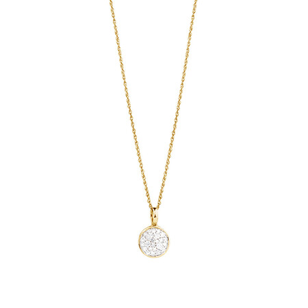 Pave Circle Pendant with 0.19 Carat TW of Diamonds in 10ct Yellow Gold Pave Circle Pendant with 0.19 Carat TW of Diamonds in 10ct Yellow Gold