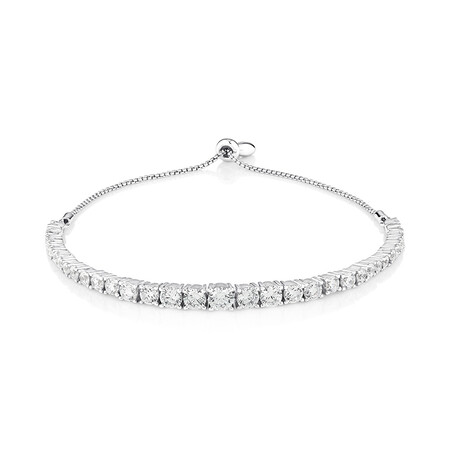 19cm (7.5") Bolo Bracelet with Cubic Zirconia in Sterling Silver 19cm (7.5") Bolo Bracelet with Cubic Zirconia in Sterling Silver