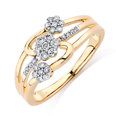 Ring with 1/4 Carat TW of Diamonds in 10ct Yellow Gold Ring with 1/4 Carat TW of Diamonds in 10ct Yellow Gold