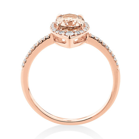 Halo Ring with Morganite & 0.20 Carat TW of Diamonds in 10kt Rose Gold Halo Ring with Morganite & 0.20 Carat TW of Diamonds in 10kt Rose Gold