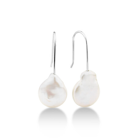 Drop Earrings with Cultured Freshwater Pearls in Sterling Silver Drop Earrings with Cultured Freshwater Pearls in Sterling Silver