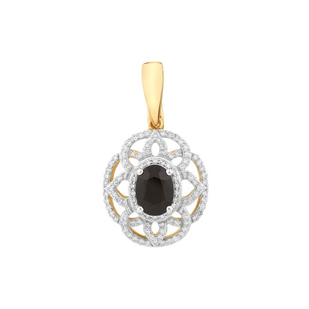 Enhancer Pendant with Sapphire & 0.50 Carat TW of Diamonds in 10kt Yellow Gold/Rhodium Enhancer Pendant with Sapphire & 0.50 Carat TW of Diamonds in 10kt Yellow Gold/Rhodium
