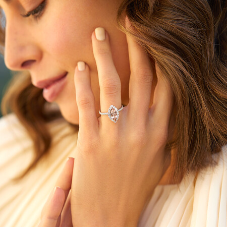 Sir Michael Hill Designer Marquise Engagement Ring with Morganite & 0.50 Carat TW of Diamonds in 18kt White Gold Sir Michael Hill Designer Marquise Engagement Ring with Morganite & 0.50 Carat TW of Diamonds in 18kt White Gold