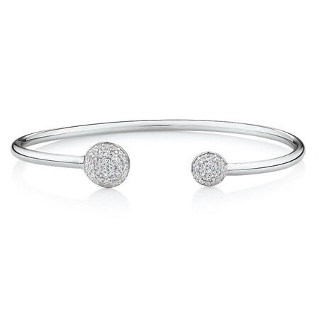 Open Circle Bangle with Cubic Zirconia in Sterling Silver Open Circle Bangle with Cubic Zirconia in Sterling Silver