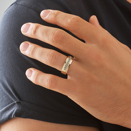 Men's Ring with 1/4 Carat TW of Diamonds in 10ct Yellow Gold Men's Ring with 1/4 Carat TW of Diamonds in 10ct Yellow Gold