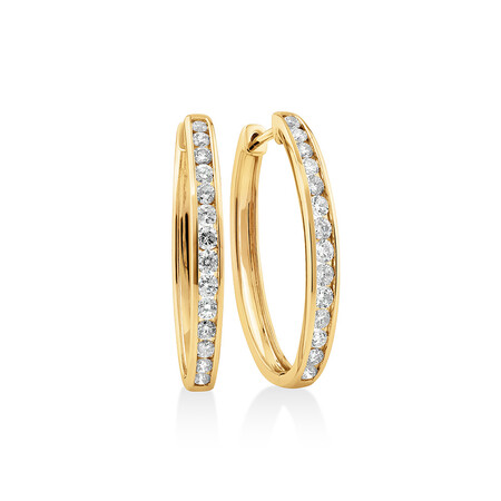 Huggie Earrings with 1 Carat TW of Diamonds in 10kt Yellow Gold