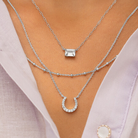 Horseshoe Pendant with Cubic Zirconia in Sterling Silver Horseshoe Pendant with Cubic Zirconia in Sterling Silver