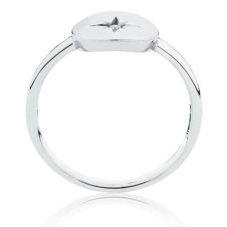 Star Mini Signet Ring With Diamond In Sterling Silver Star Mini Signet Ring With Diamond In Sterling Silver