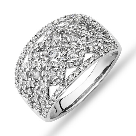 Diamond Cluster Ring with 1.00 Carat TW of Diamonds in 10kt White Gold
