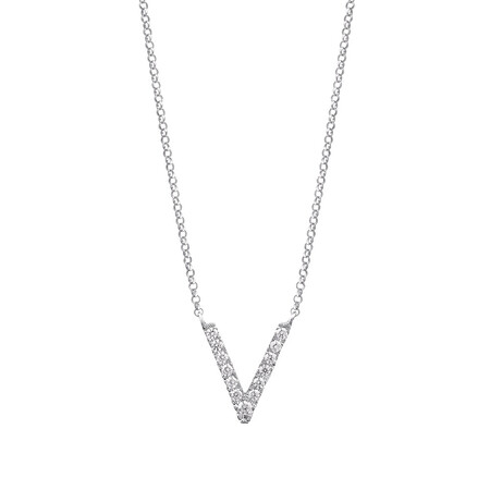 V Initial Necklace with 0.10 Carat TW of Diamonds in 10kt White Gold V Initial Necklace with 0.10 Carat TW of Diamonds in 10kt White Gold