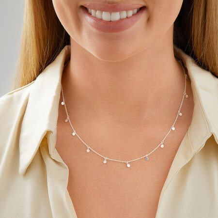 Disk Necklace in Sterling Silver 45cm + 5cm Disk Necklace in Sterling Silver 45cm + 5cm