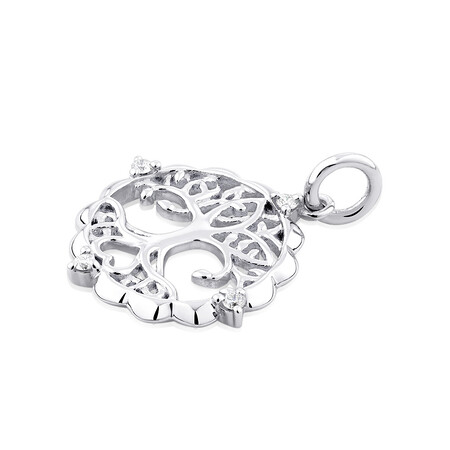 Tree of Life Motif Pendant with Diamonds in Sterling Silver Tree of Life Motif Pendant with Diamonds in Sterling Silver