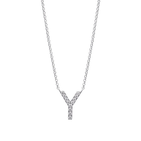 Y Initial Necklace with 0.10 Carat TW of Diamonds in 10kt White Gold Y Initial Necklace with 0.10 Carat TW of Diamonds in 10kt White Gold